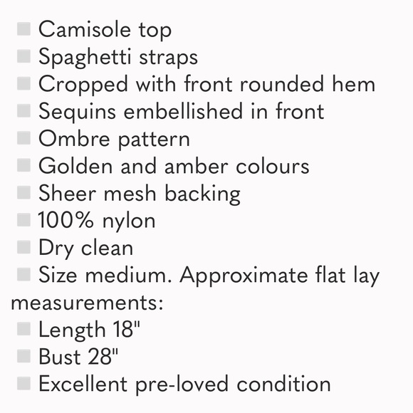 Golden Ombre sheer back Sequin Camisole Top open back - Picture 9 of 9